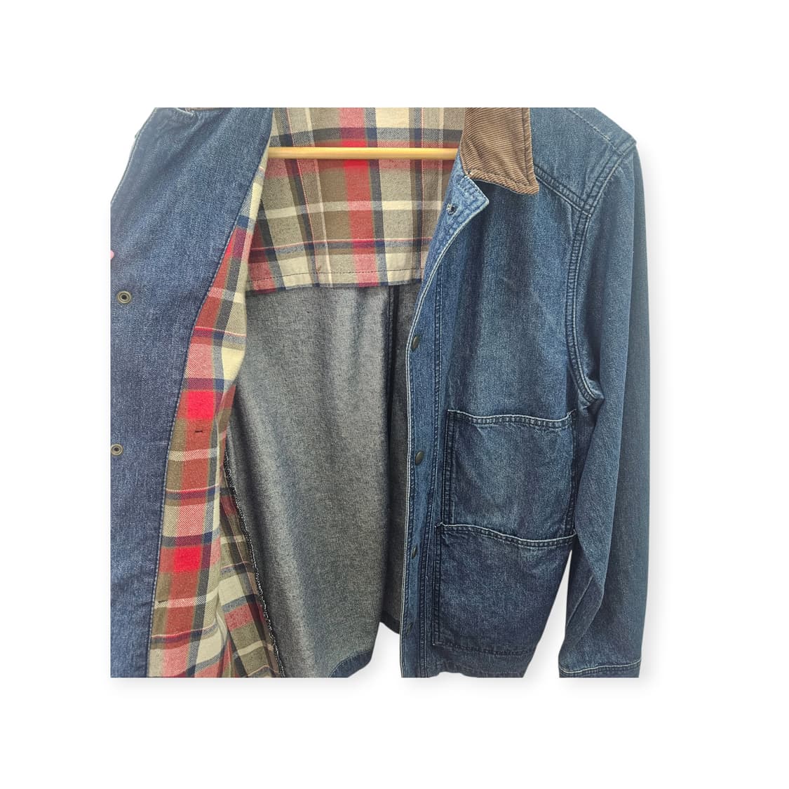 데님 자켓 코듀로이 카라 체크 안감 상품이미지3