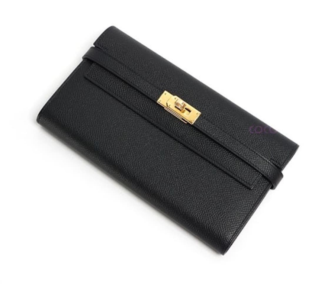 [정품] 에르메스 켈리 장지갑 블랙 골드 U각인 상품이미지1