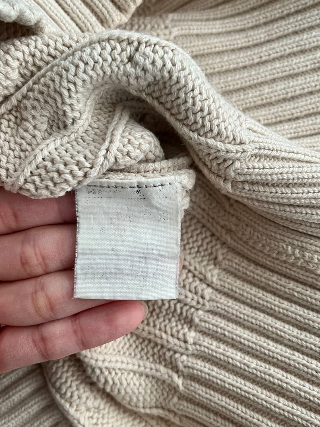 XL) 00s 폴로 랄프로렌 코튼 케이블 니트 베이지 상품이미지5