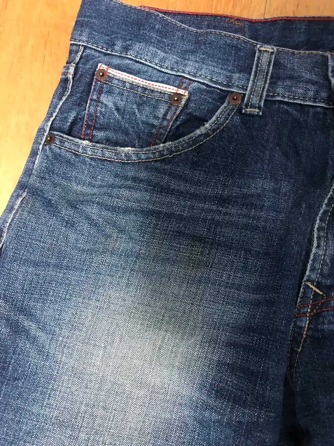 리바이스 505 레귤러핏 빈티지 워싱 프리미엄 데님팬츠 34 상품이미지4