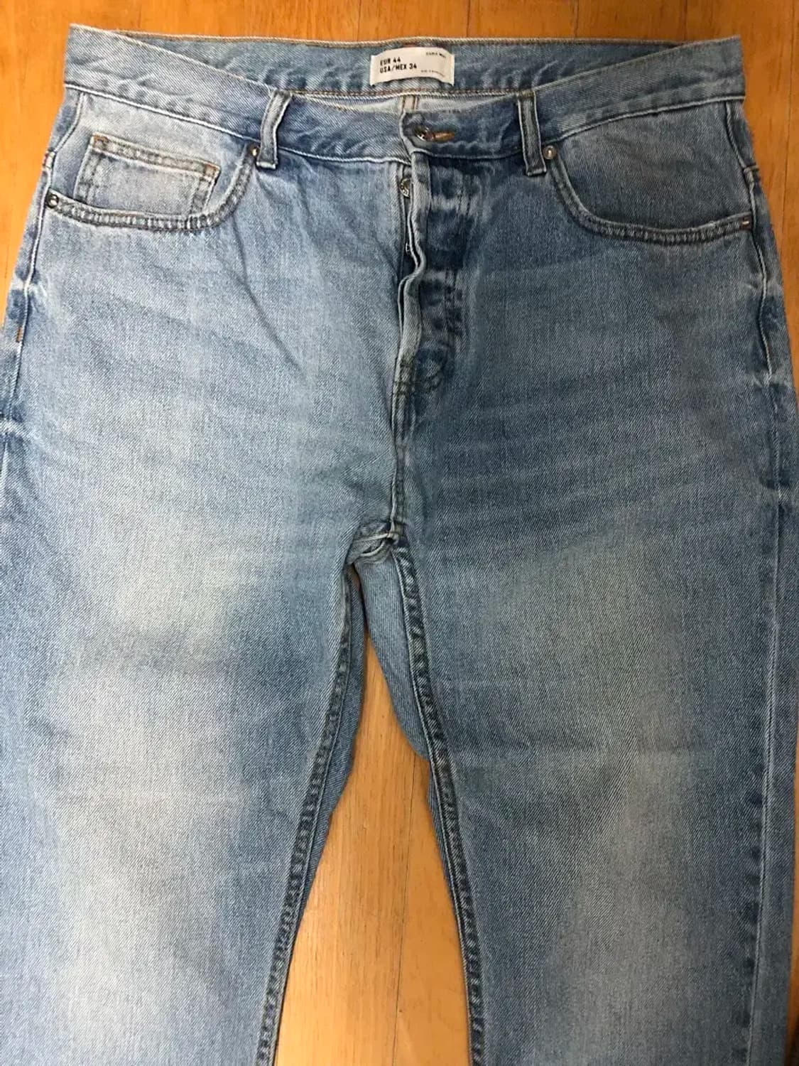 자라 클래식핏 빈티지 워싱 연청 데님팬츠 청바지 34 상품이미지6