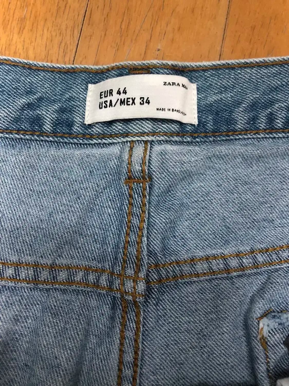 자라 클래식핏 빈티지 워싱 연청 데님팬츠 청바지 34 상품이미지9