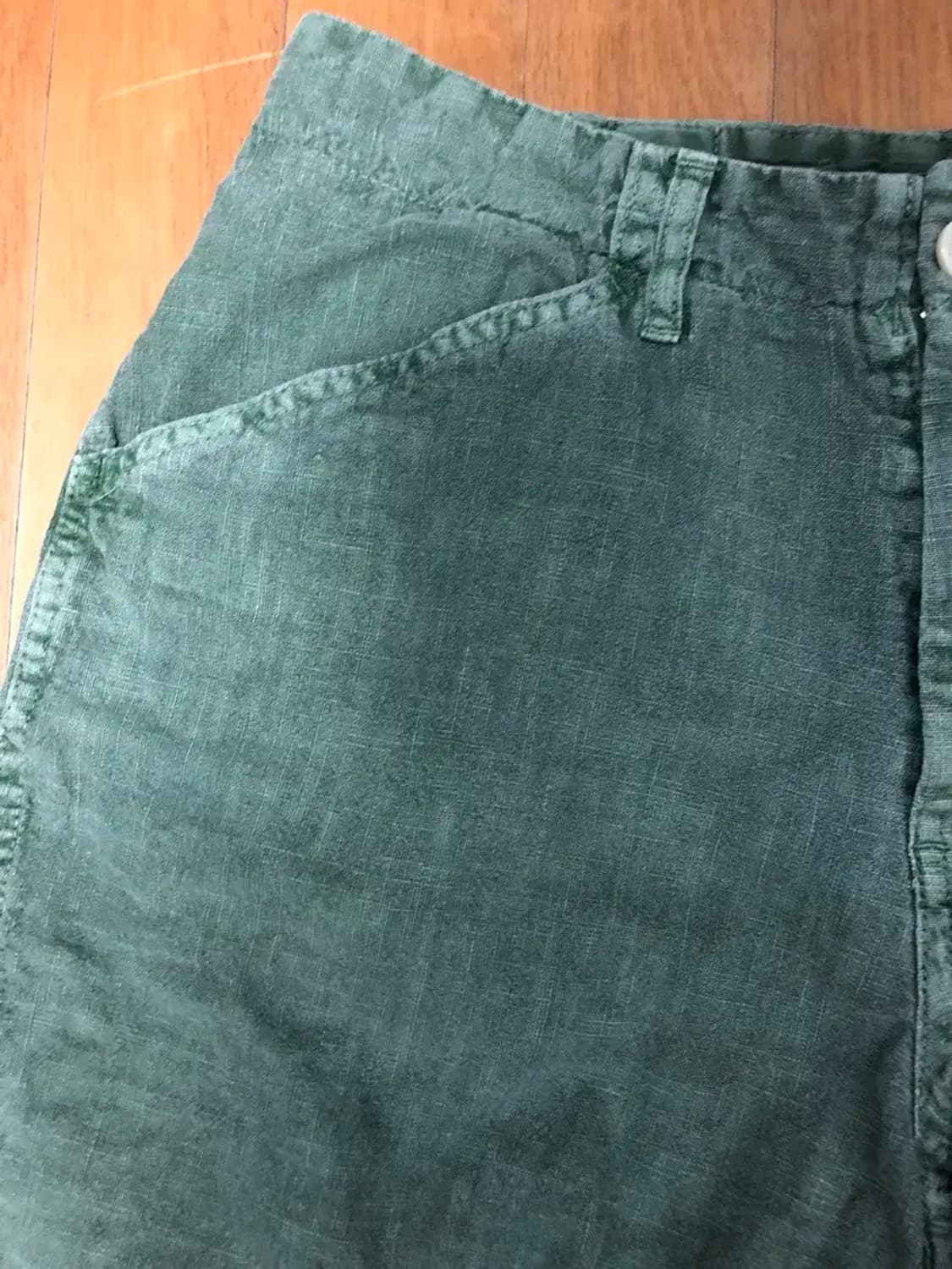 융커스 빈티지 워싱 린넨 카펜터 반바지 쇼츠 카키 M 상품이미지3