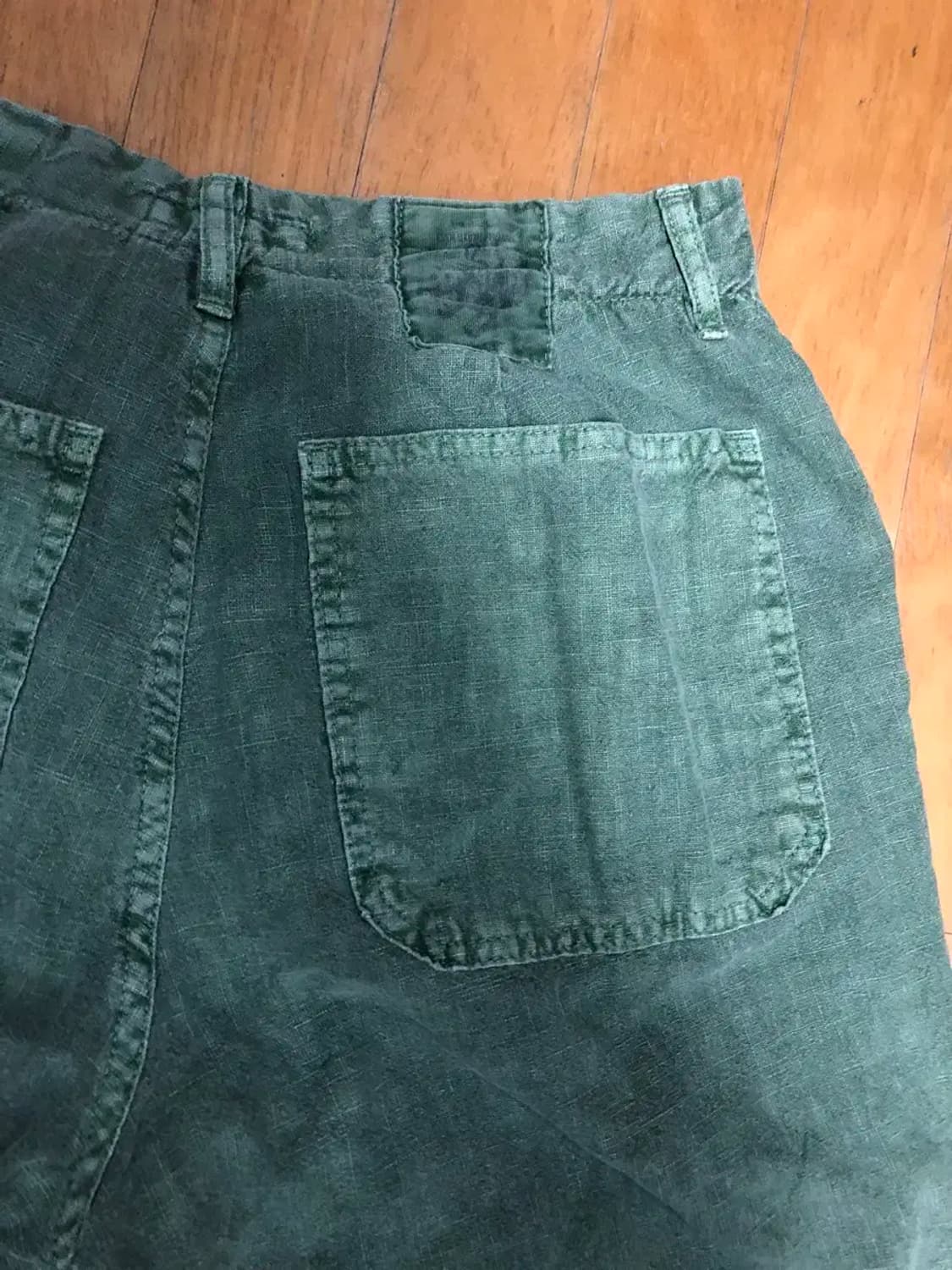 융커스 빈티지 워싱 린넨 카펜터 반바지 쇼츠 카키 M 상품이미지6