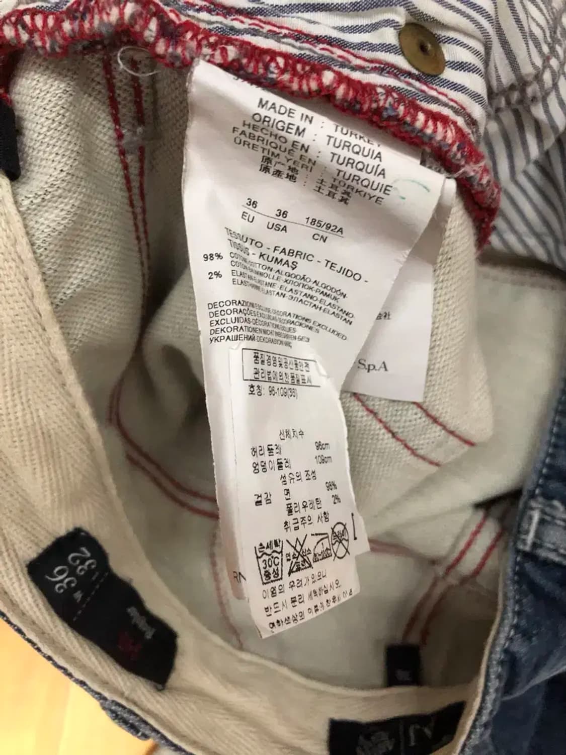 아르마니 알마니 J45 빈티지 워싱 레귤러핏 데님팬츠 36 상품이미지9