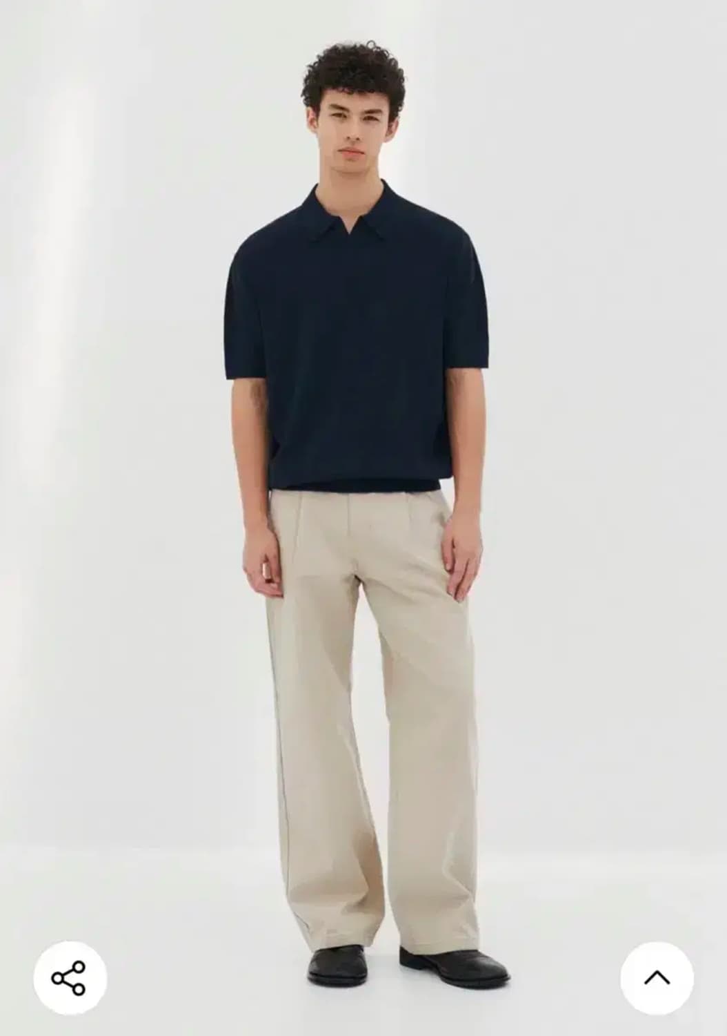 수아레 에센셜 카라 반팔 쿨니트 네이비 L 상품이미지1