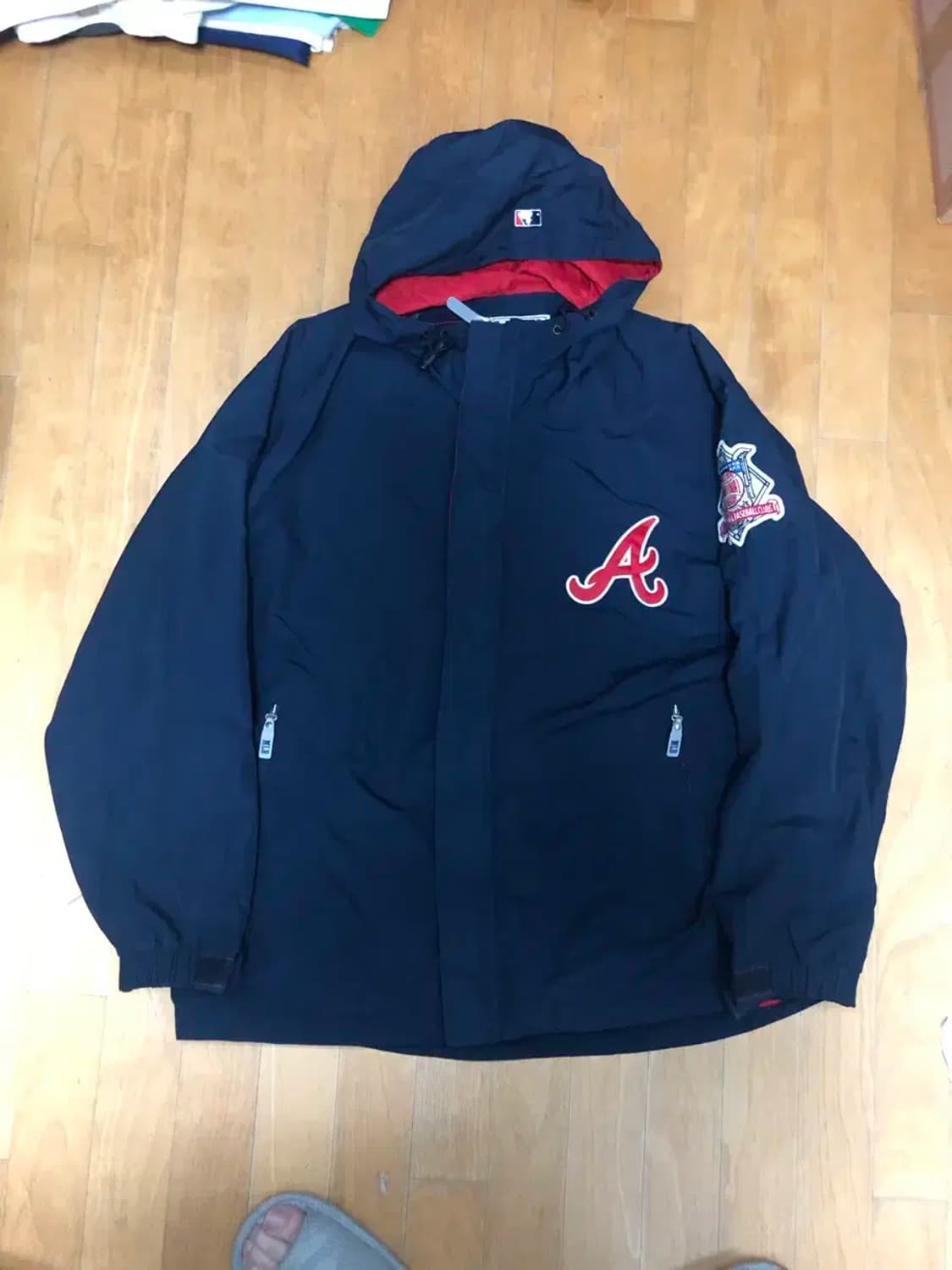 MLB 애틀랜타 바람막이 네이비 후드 자켓 점퍼 100 상품이미지1