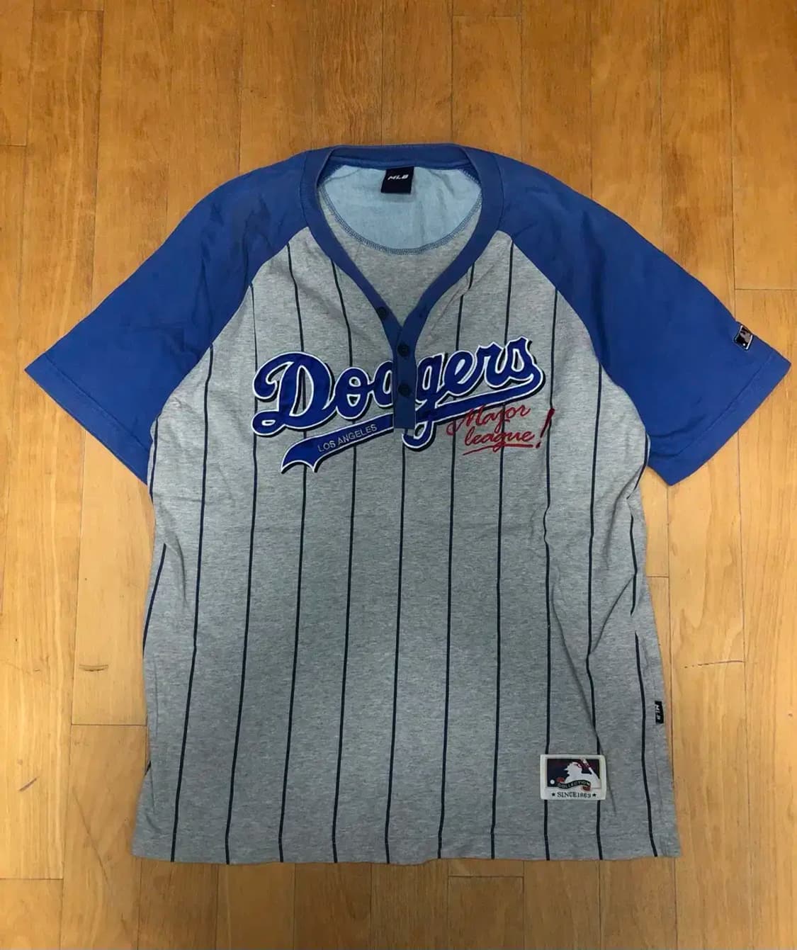 MLB LA 다저스 스트라이프 래글런 티셔츠 100 상품이미지1