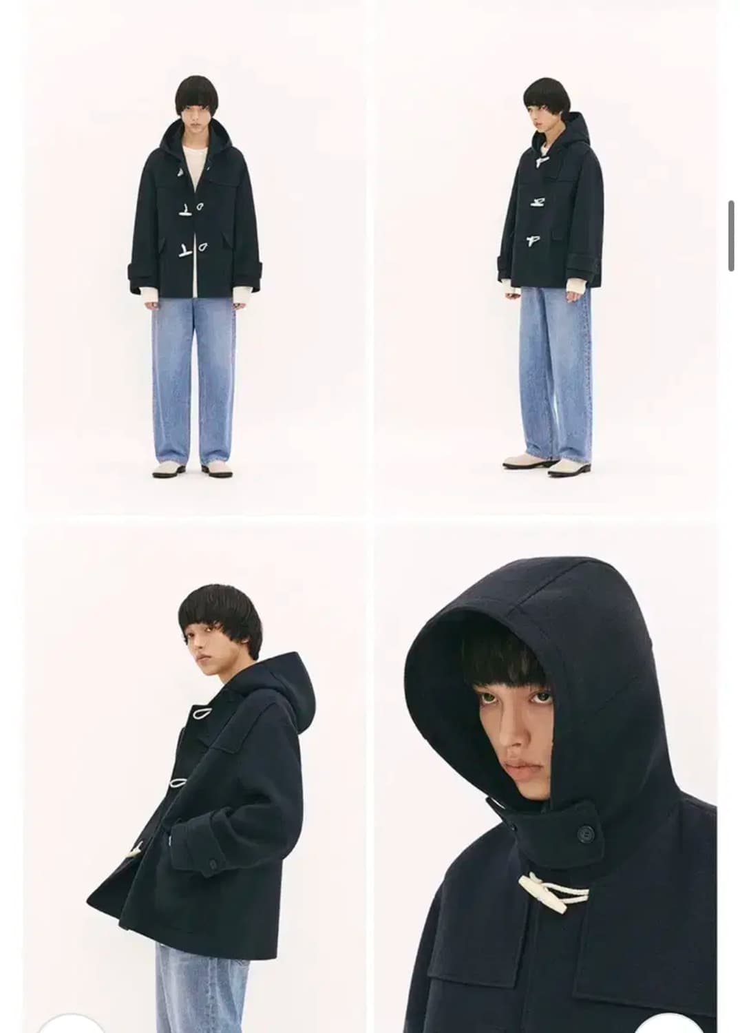 파르티멘토 오버핏 멜톤 콘보이 더플코트 떡볶이 네이비 L 상품이미지5