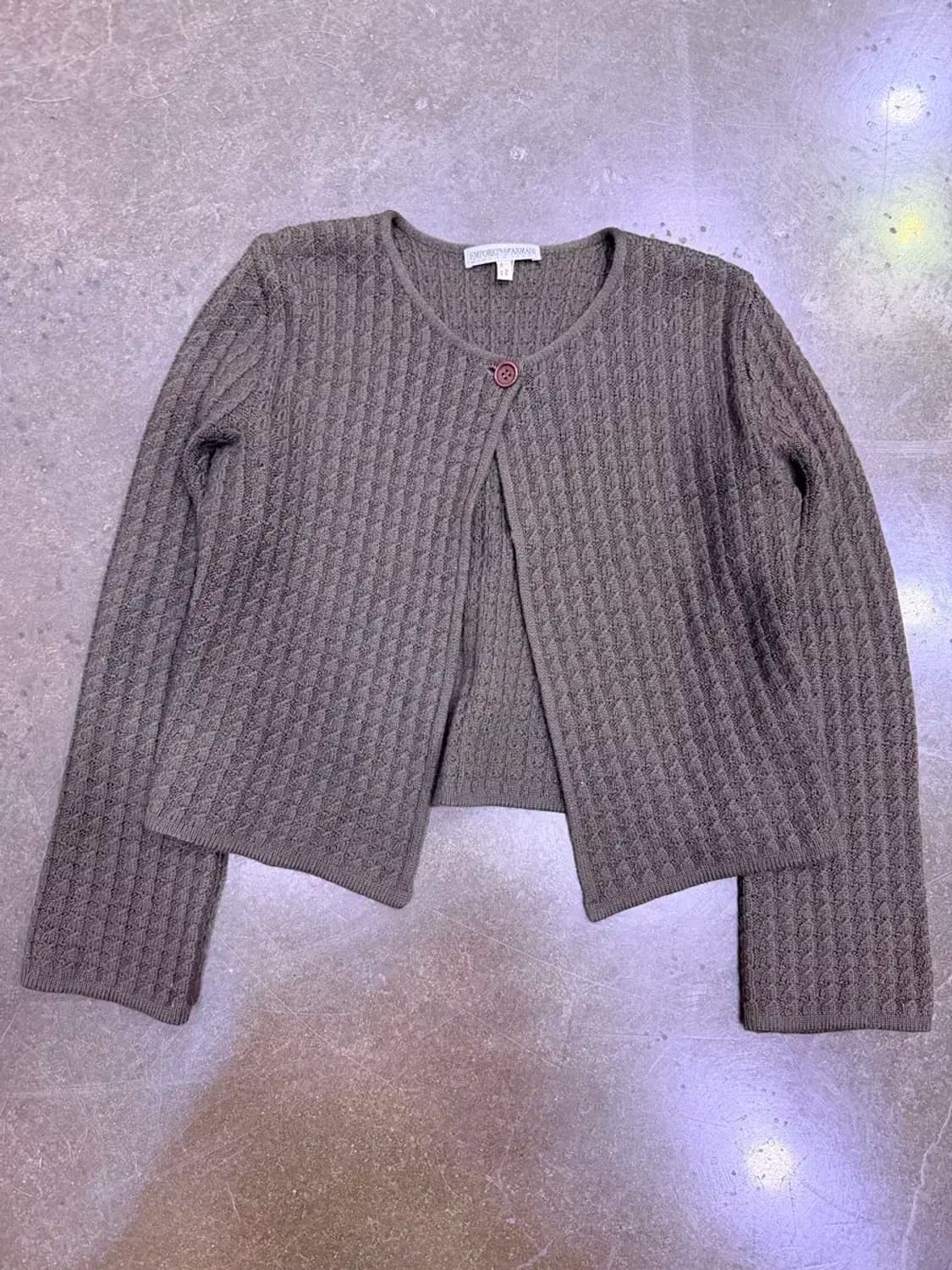 엠포리오 아르마니 메리노울 원포인트 레이어드 니트 가디건 M 상품이미지1