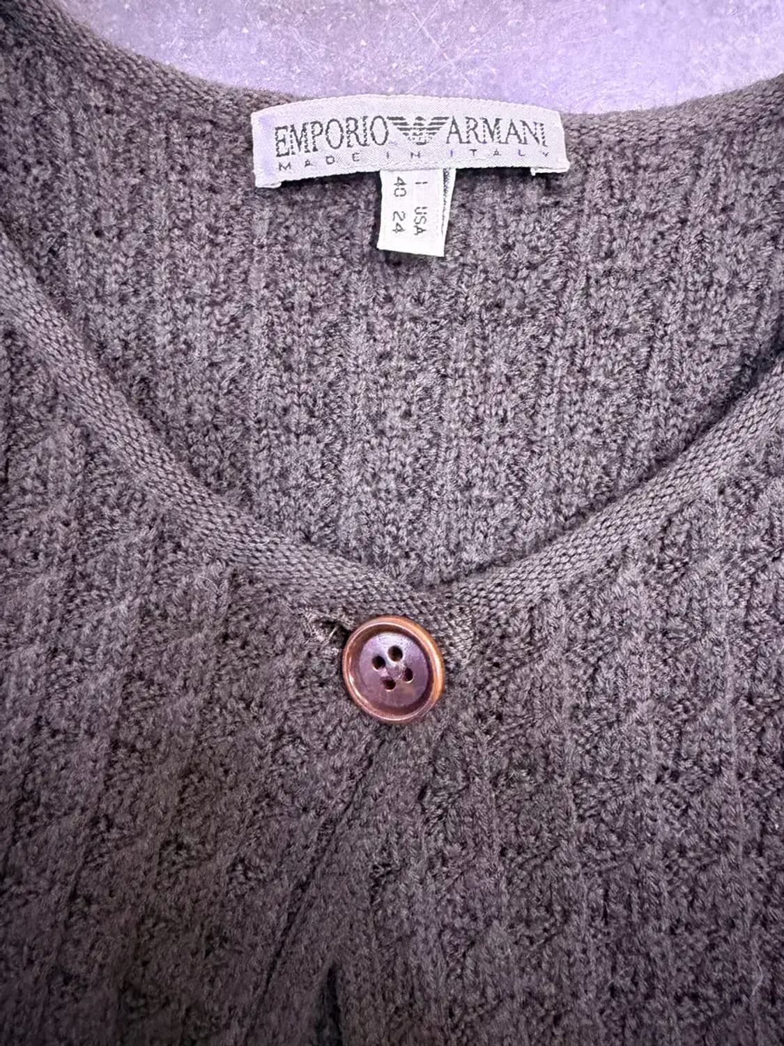 엠포리오 아르마니 메리노울 원포인트 레이어드 니트 가디건 M 상품이미지3