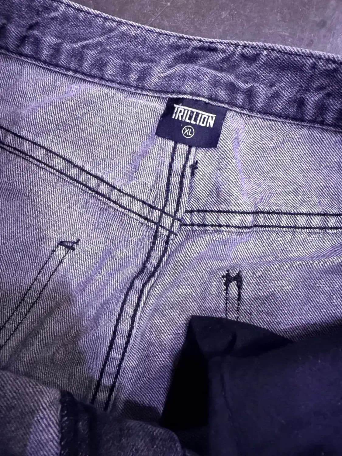 트릴리온 워싱 와이드 데님 팬츠 블랙 그레이 XL 상품이미지8