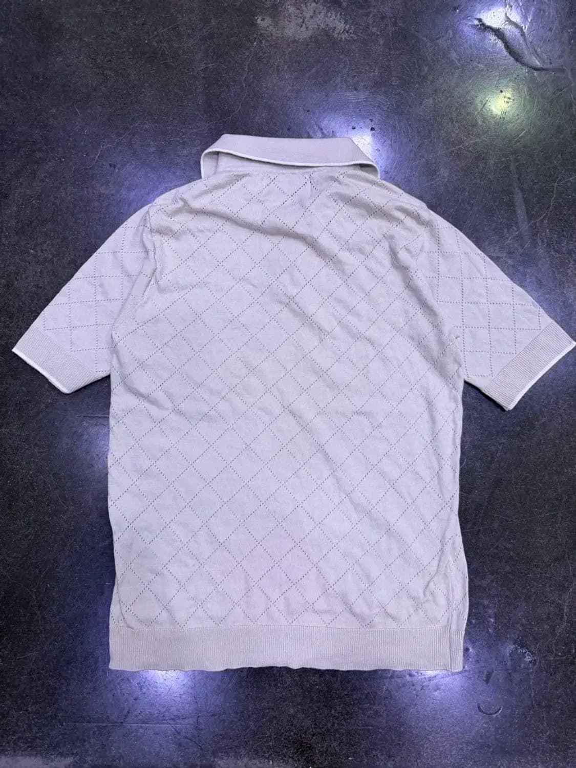 칼라거펠트 럭셔리 버튼 반팔 니트 베이지 배색 66 상품이미지2