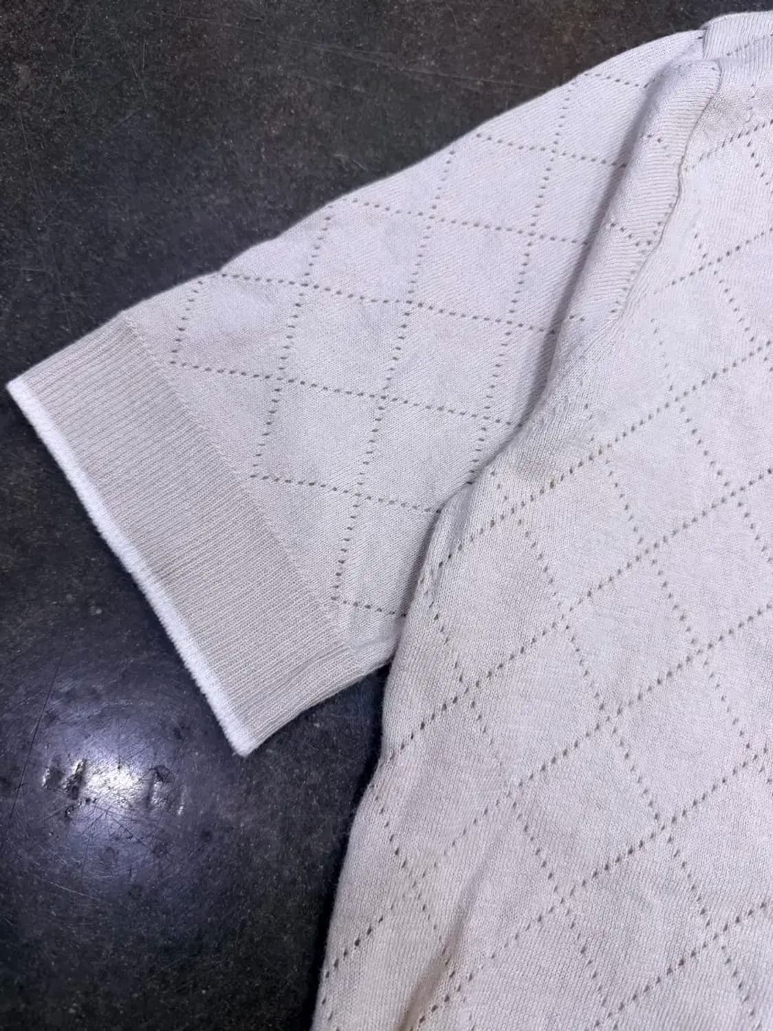 칼라거펠트 럭셔리 버튼 반팔 니트 베이지 배색 66 상품이미지3