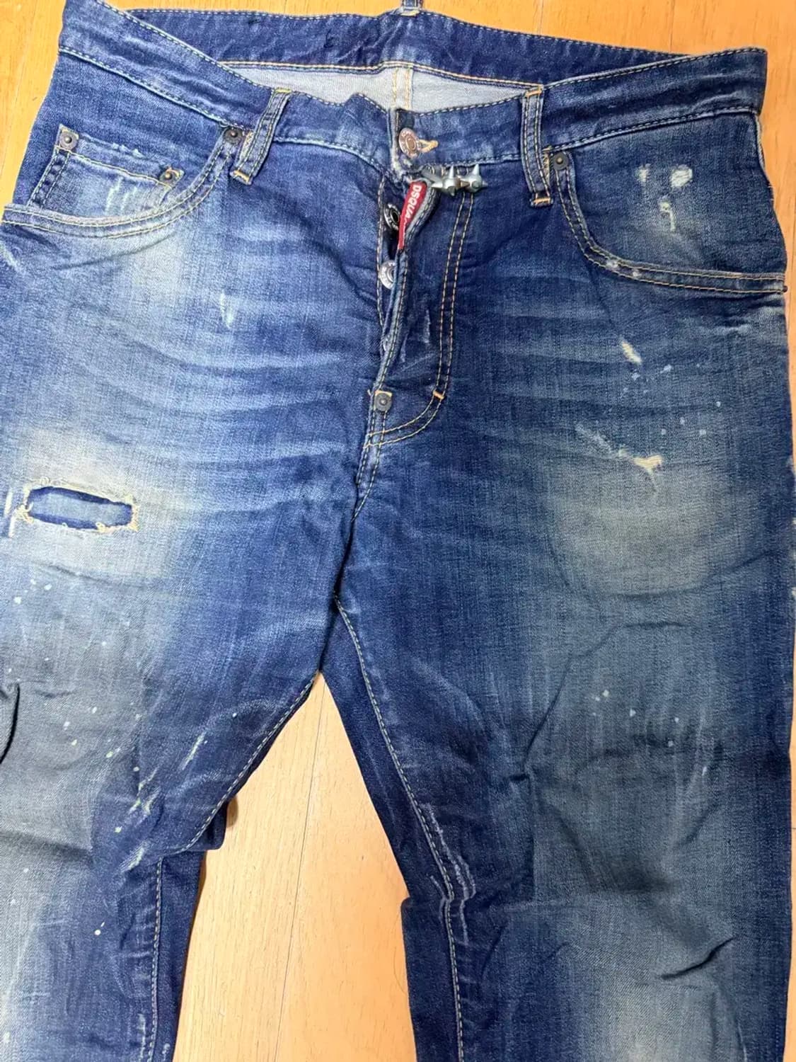 디스퀘어드 더티 디스트로이드 빈티지 워싱 피어싱 데님팬츠 46 상품이미지3