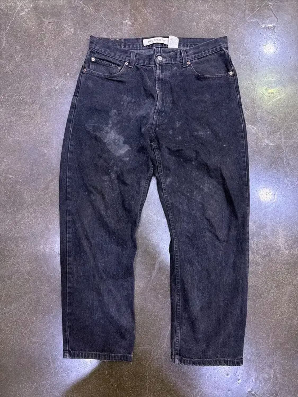 리바이스 550 릴렉스핏 더티워싱 페인팅 블랙 데님팬츠 36 상품이미지1