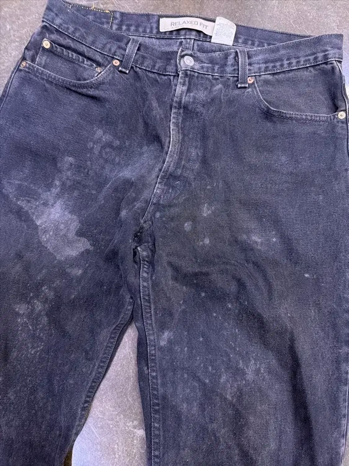 리바이스 550 릴렉스핏 더티워싱 페인팅 블랙 데님팬츠 36 상품이미지3