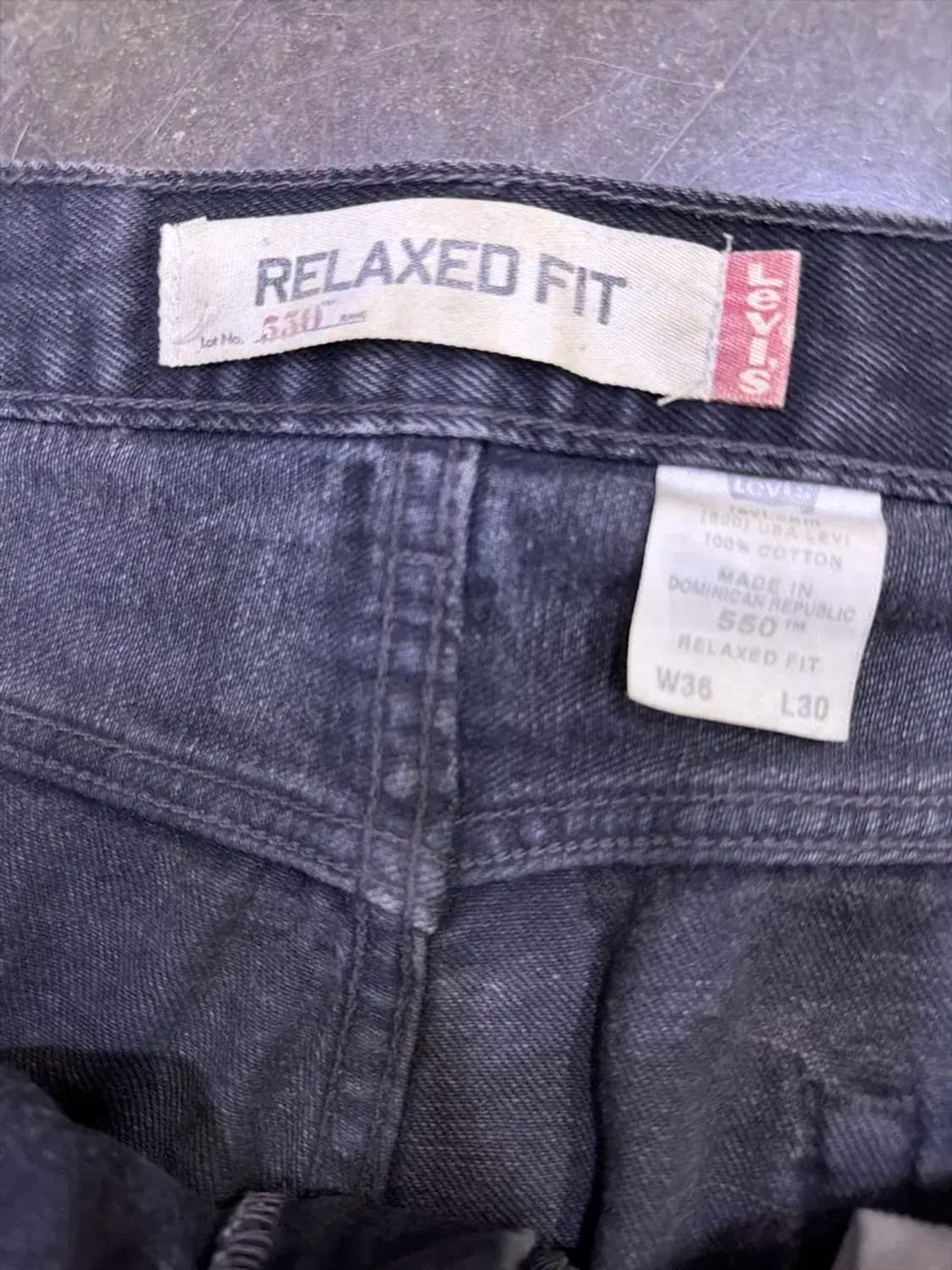 리바이스 550 릴렉스핏 더티워싱 페인팅 블랙 데님팬츠 36 상품이미지9