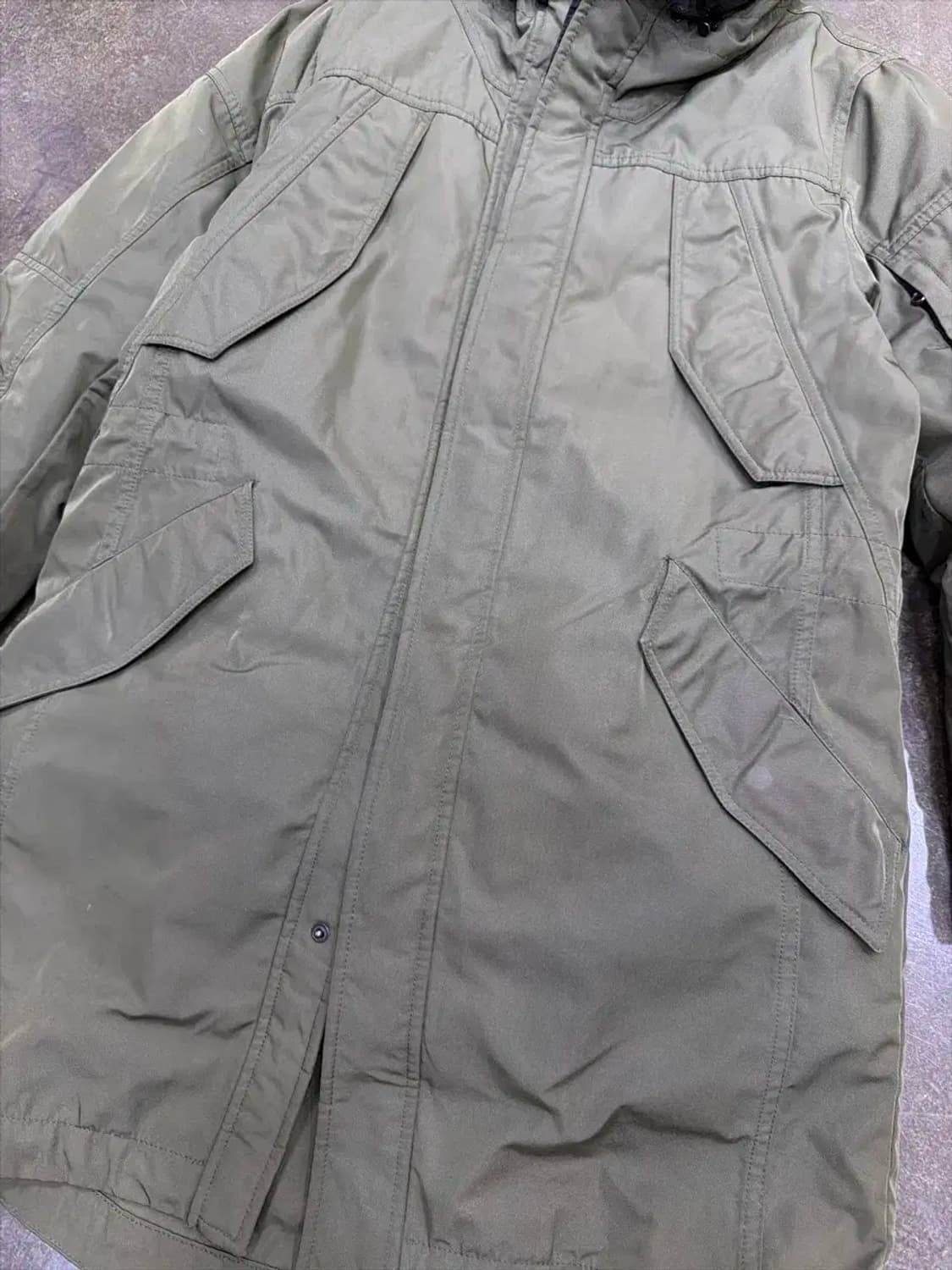 타임옴므 구스다운 패딩 레이어드 야상점퍼 올리브 95 상품이미지6