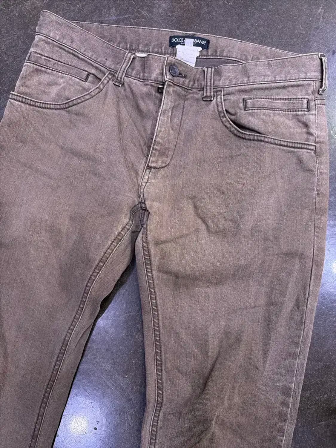 돌체앤가바나 슬림핏 빈티지 브라운 워싱 데님팬츠 46 상품이미지3