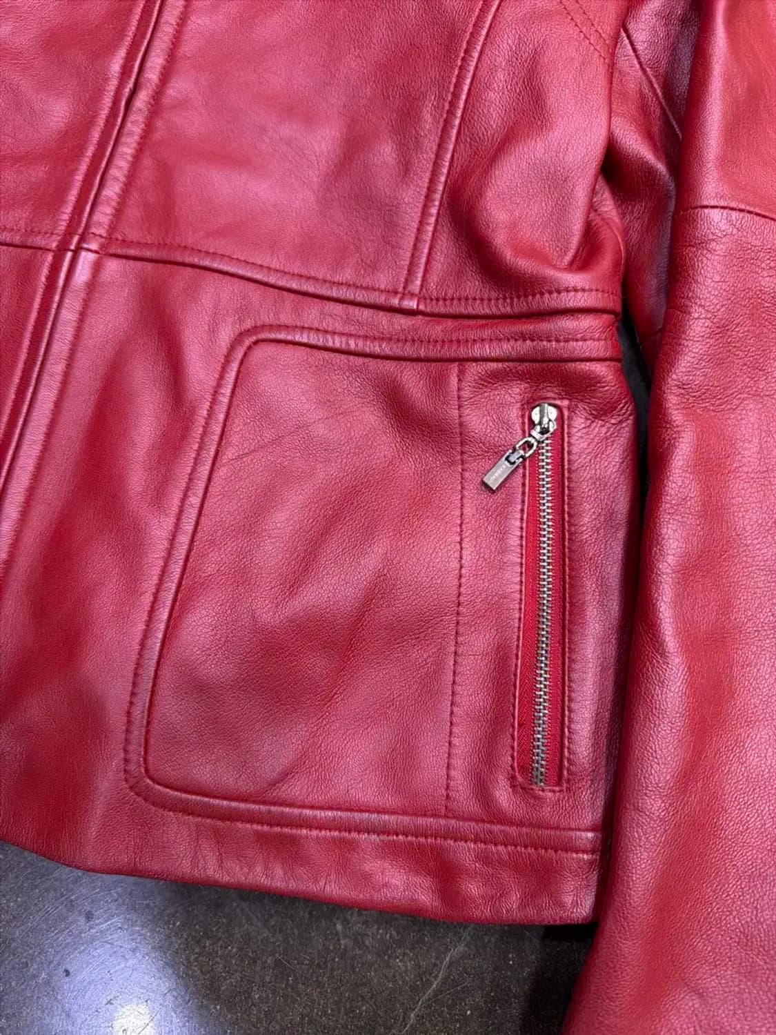카시바디 양가죽 싱글 라이더 자켓 레드 66 상품이미지5