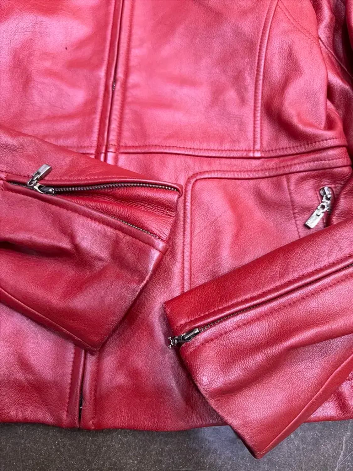 카시바디 양가죽 싱글 라이더 자켓 레드 66 상품이미지6