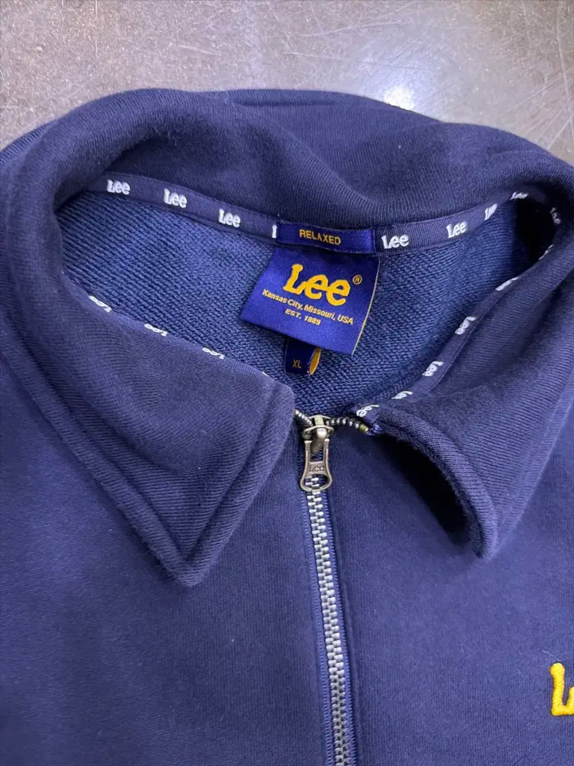 Lee 리 카라 반집업 맨투맨 티셔츠 네이비 XL 상품이미지3