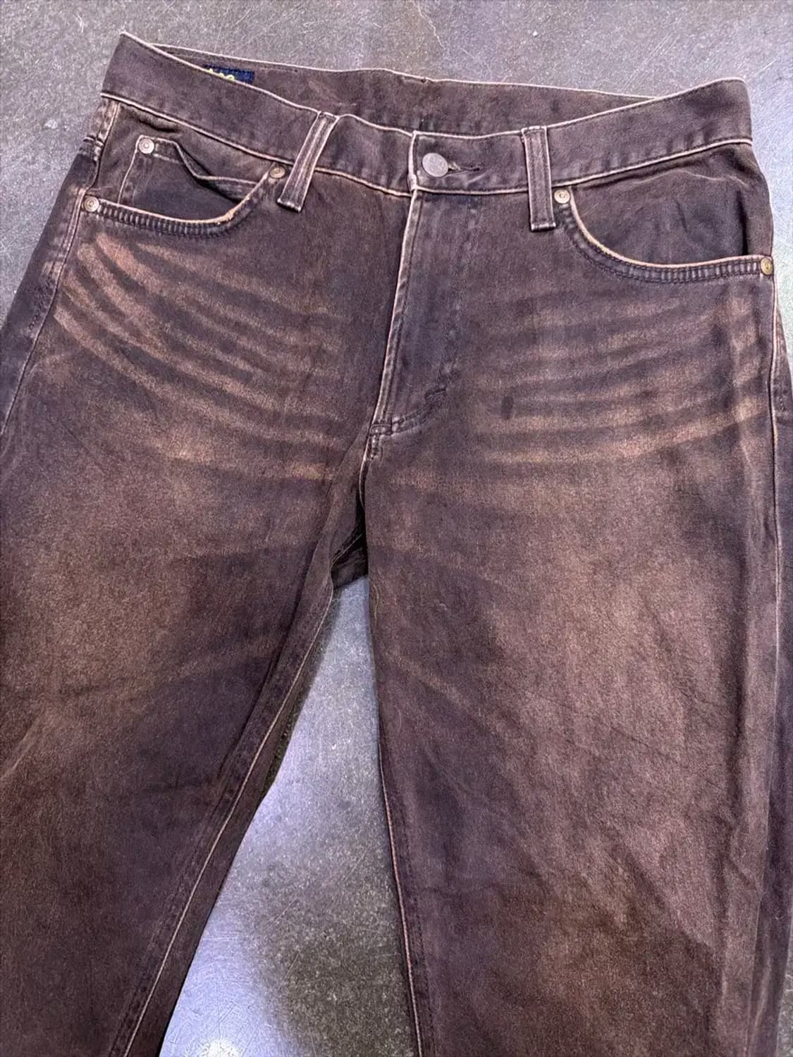 Lee 일본판 빈티지 브라운 워싱 테이퍼드핏 데님팬츠 30 상품이미지3
