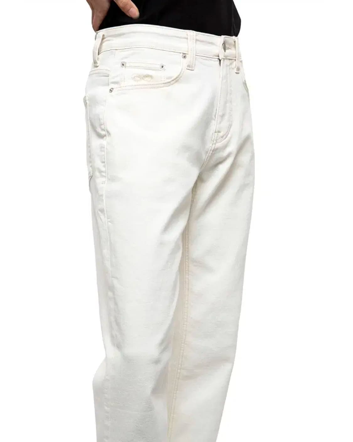 플랙 크롭 밀린 루즈 테이퍼드핏 크림진 데님팬츠 32 상품이미지2