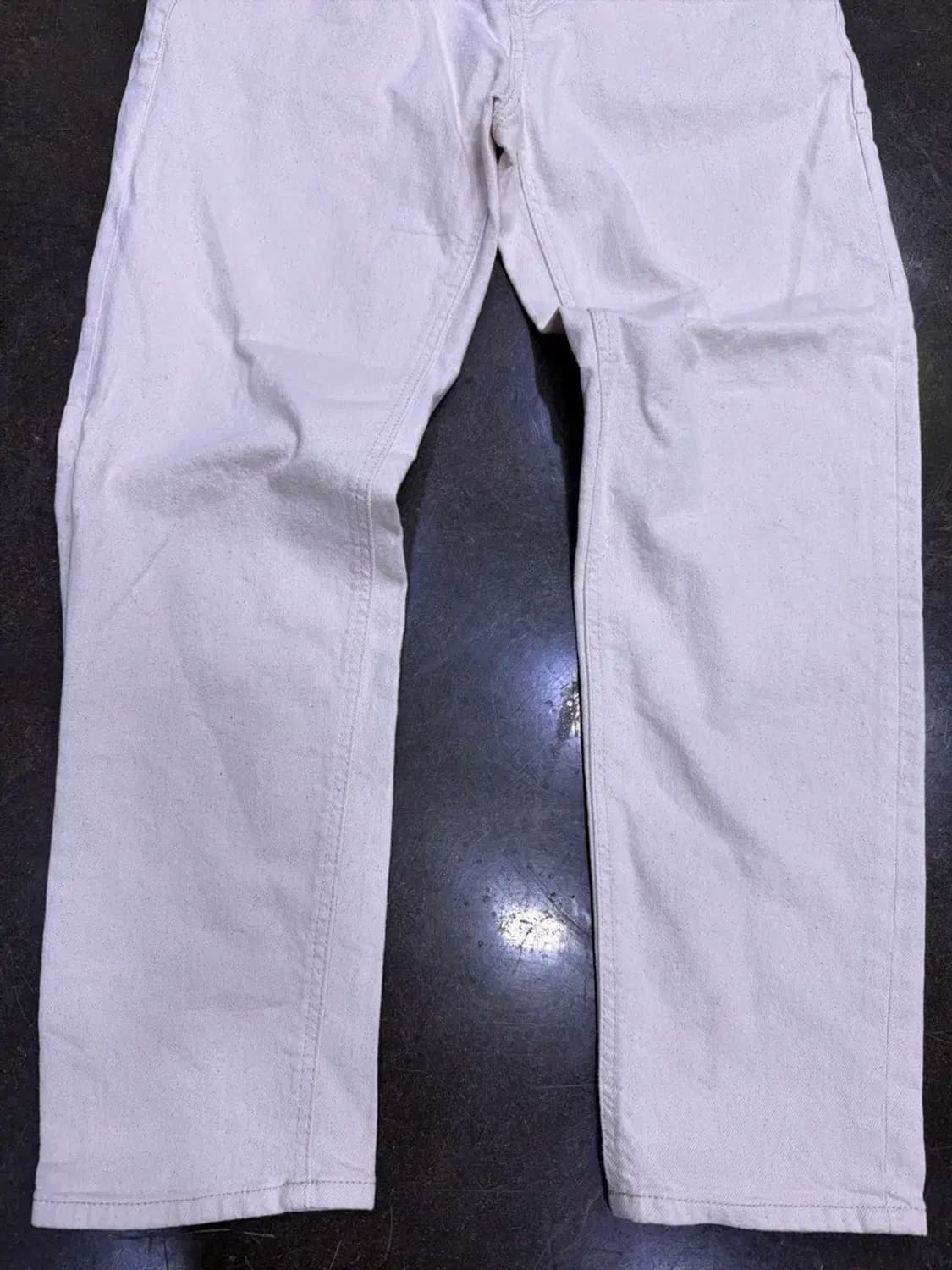 플랙 크롭 밀린 루즈 테이퍼드핏 크림진 데님팬츠 32 상품이미지7