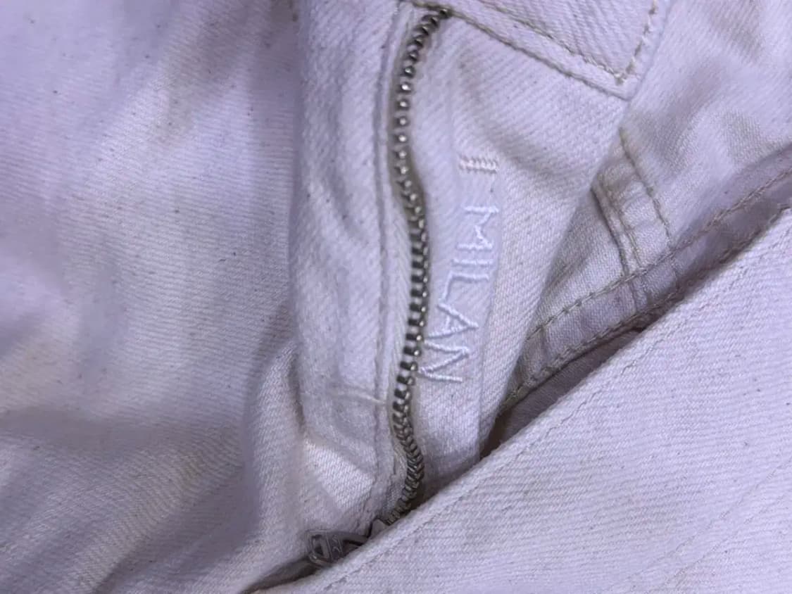 플랙 크롭 밀린 루즈 테이퍼드핏 크림진 데님팬츠 32 상품이미지8