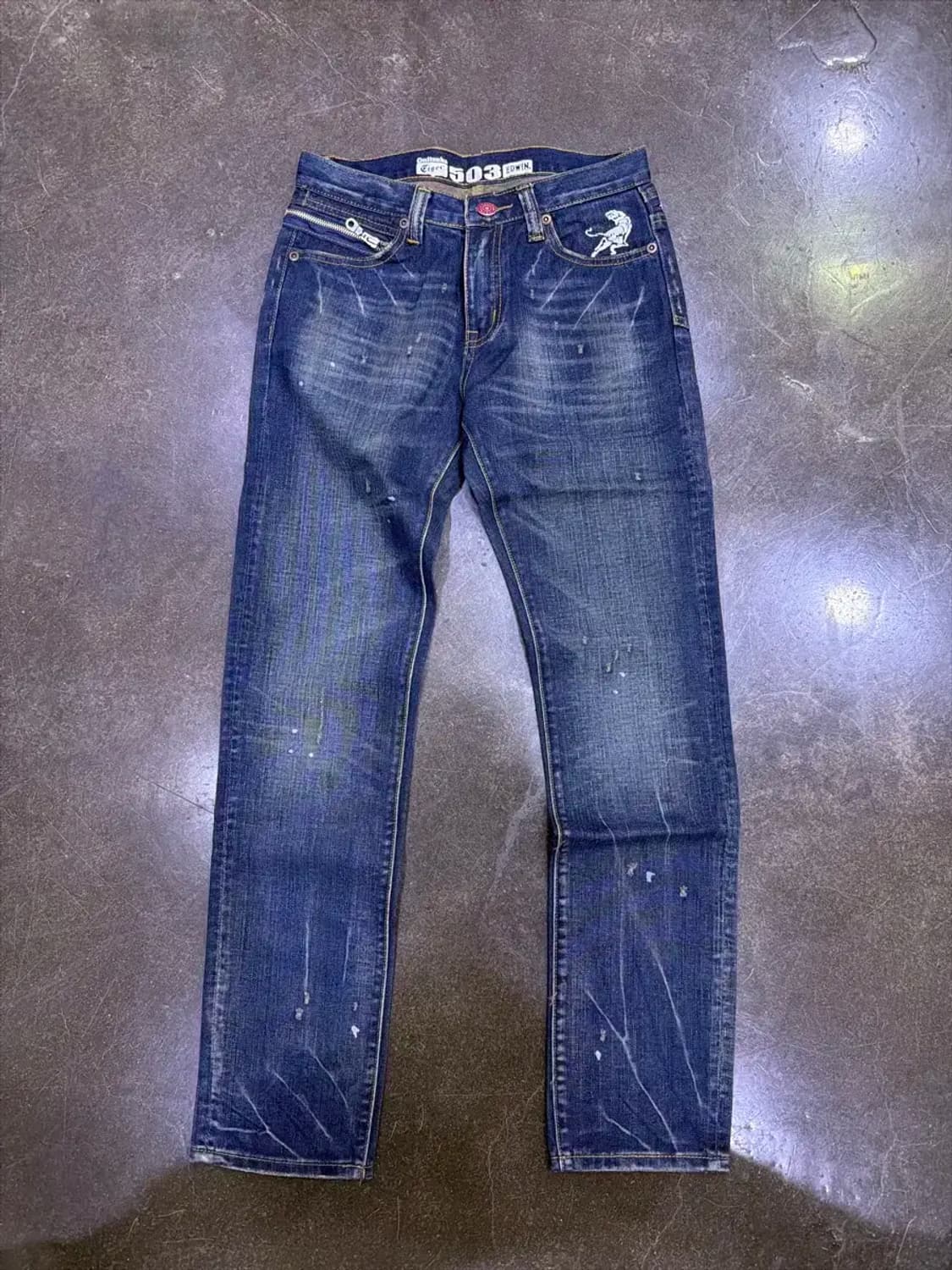 에드윈 x 오니츠카타이거 지퍼 빈티지 워싱 데님팬츠 29 상품이미지1