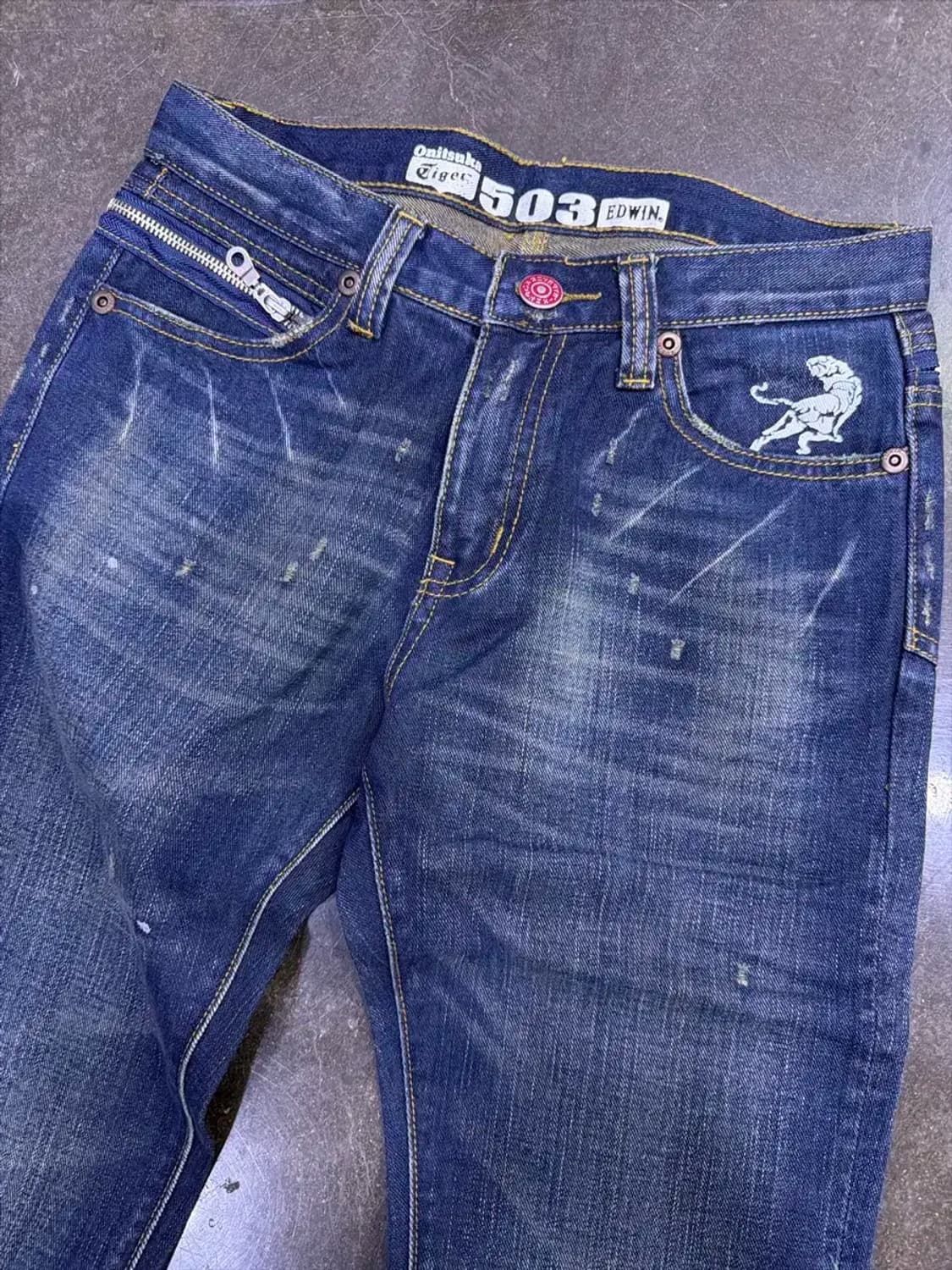 에드윈 x 오니츠카타이거 지퍼 빈티지 워싱 데님팬츠 29 상품이미지3