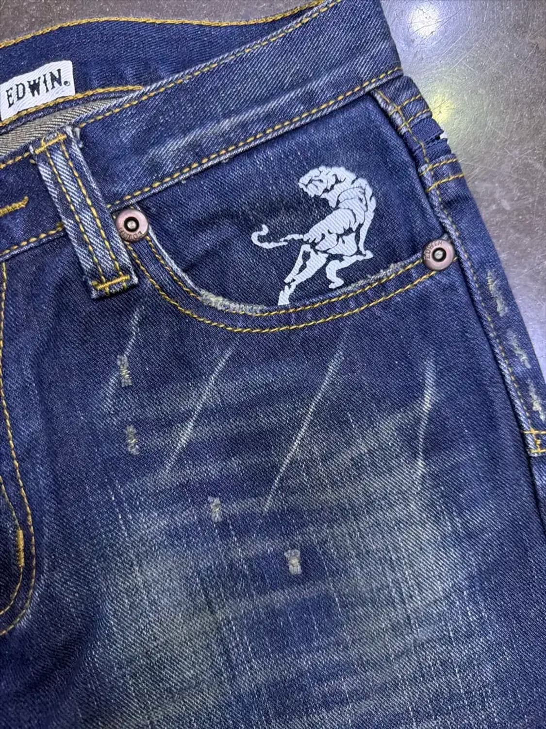 에드윈 x 오니츠카타이거 지퍼 빈티지 워싱 데님팬츠 29 상품이미지4