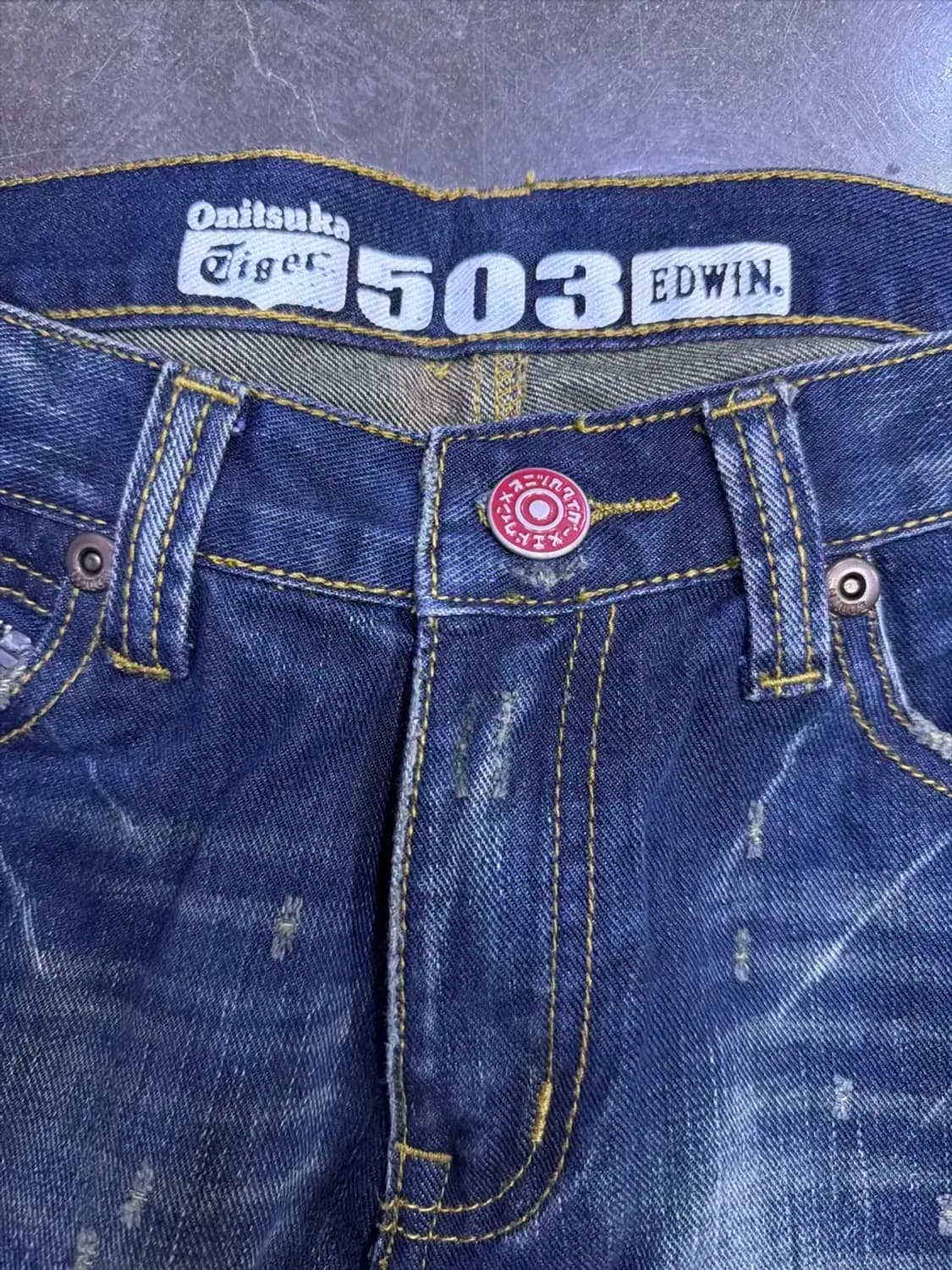 에드윈 x 오니츠카타이거 지퍼 빈티지 워싱 데님팬츠 29 상품이미지5