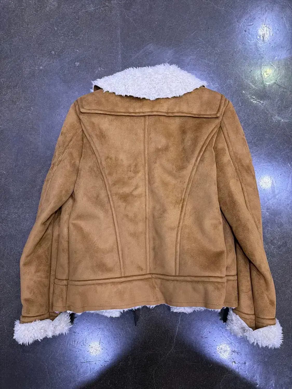 벨티드 비건 스웨이드 양털 무스탕 레더 자켓 46 상품이미지2