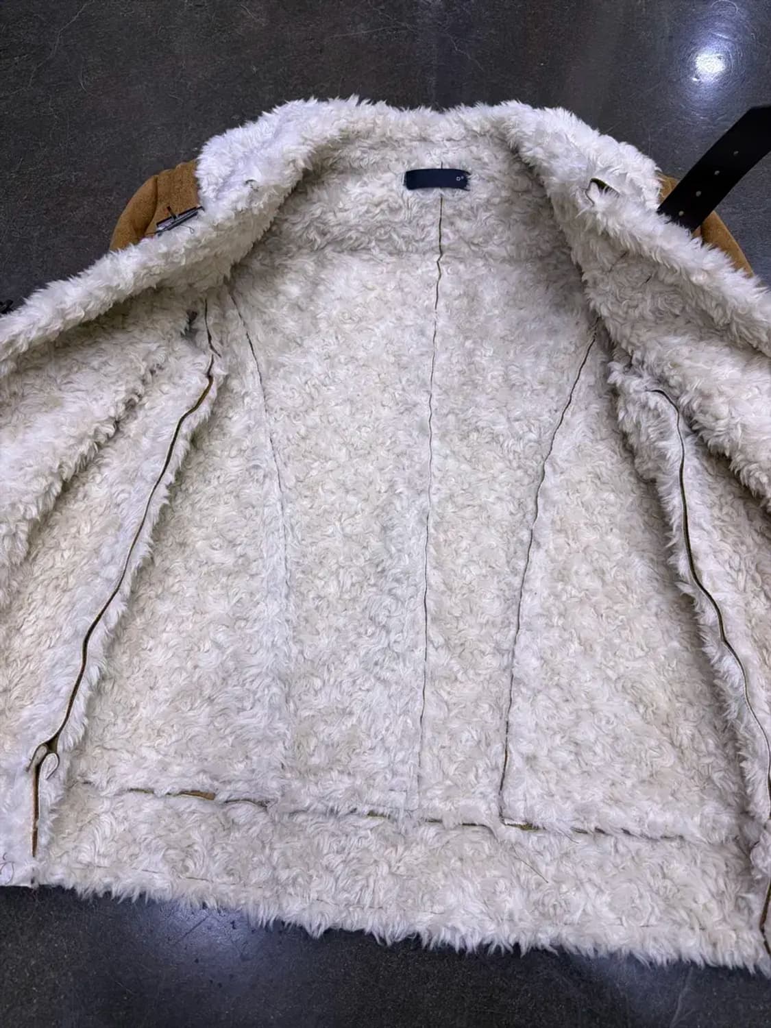 벨티드 비건 스웨이드 양털 무스탕 레더 자켓 46 상품이미지6