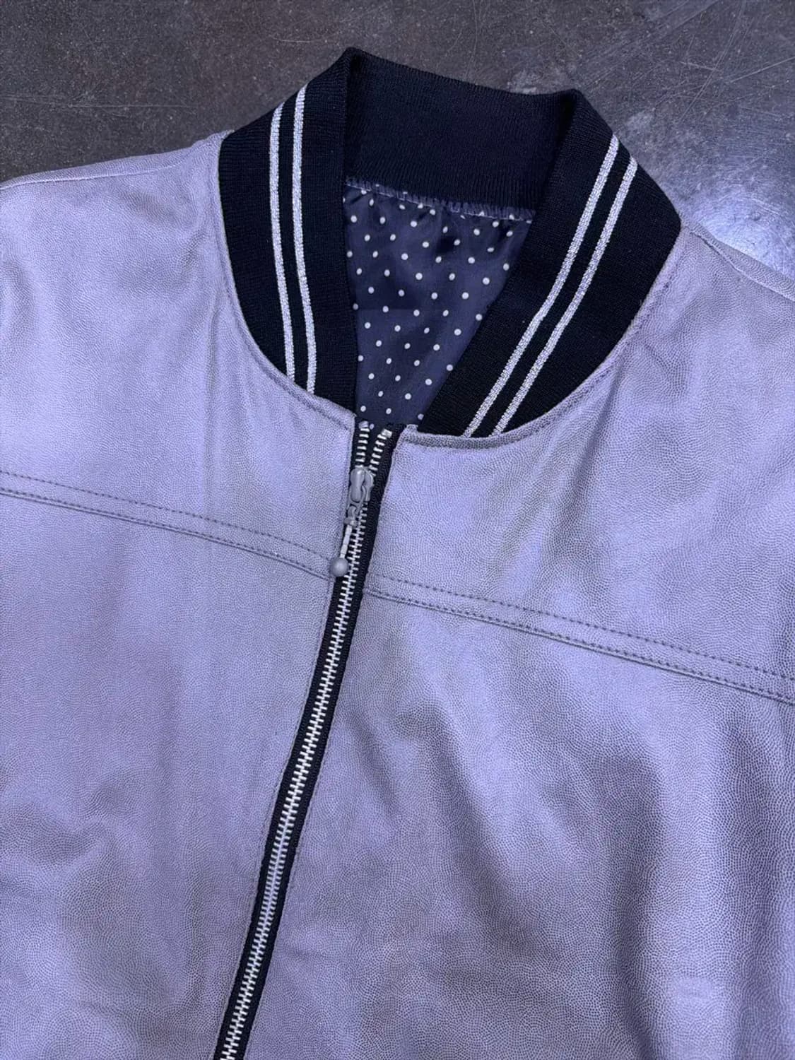 럭셔리 셀 디테일 블루종 봄버 자켓 그레이 M 상품이미지3