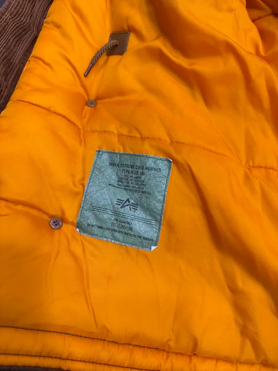 알파 인더스트리 브라운 코듀로이 N3B 봄버 자켓 M 상품이미지10