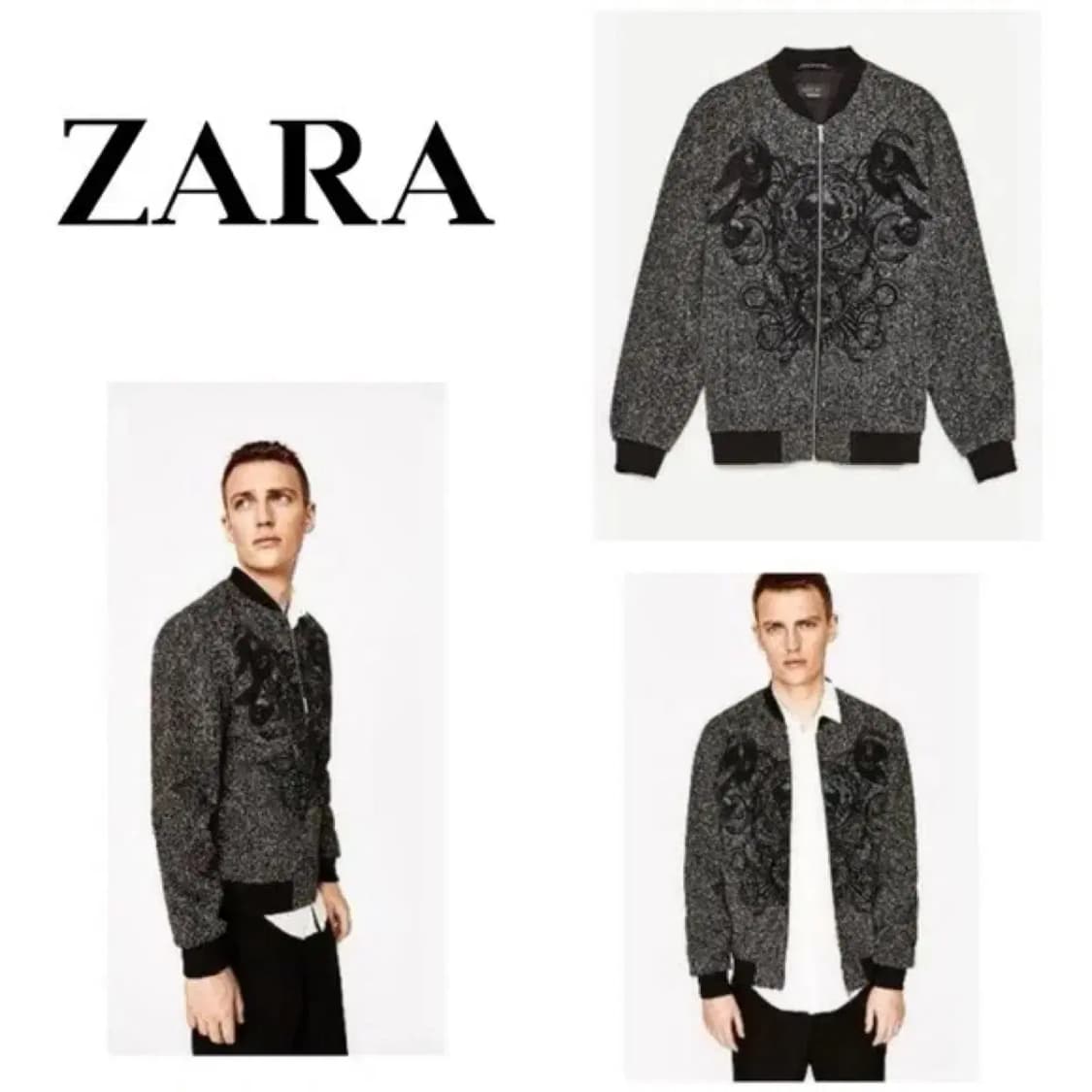 자라 쟈가드 스컬 자수 봄버 블루종 점퍼 M 상품이미지1