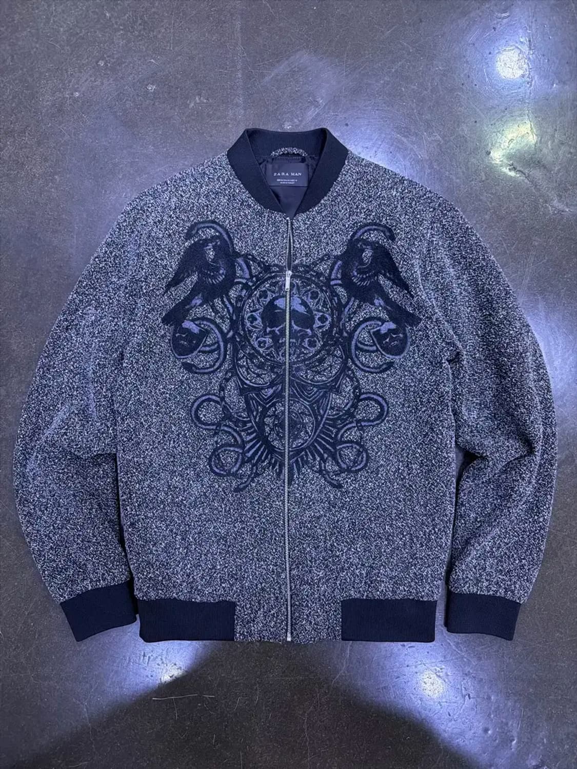 자라 쟈가드 스컬 자수 봄버 블루종 점퍼 M 상품이미지2