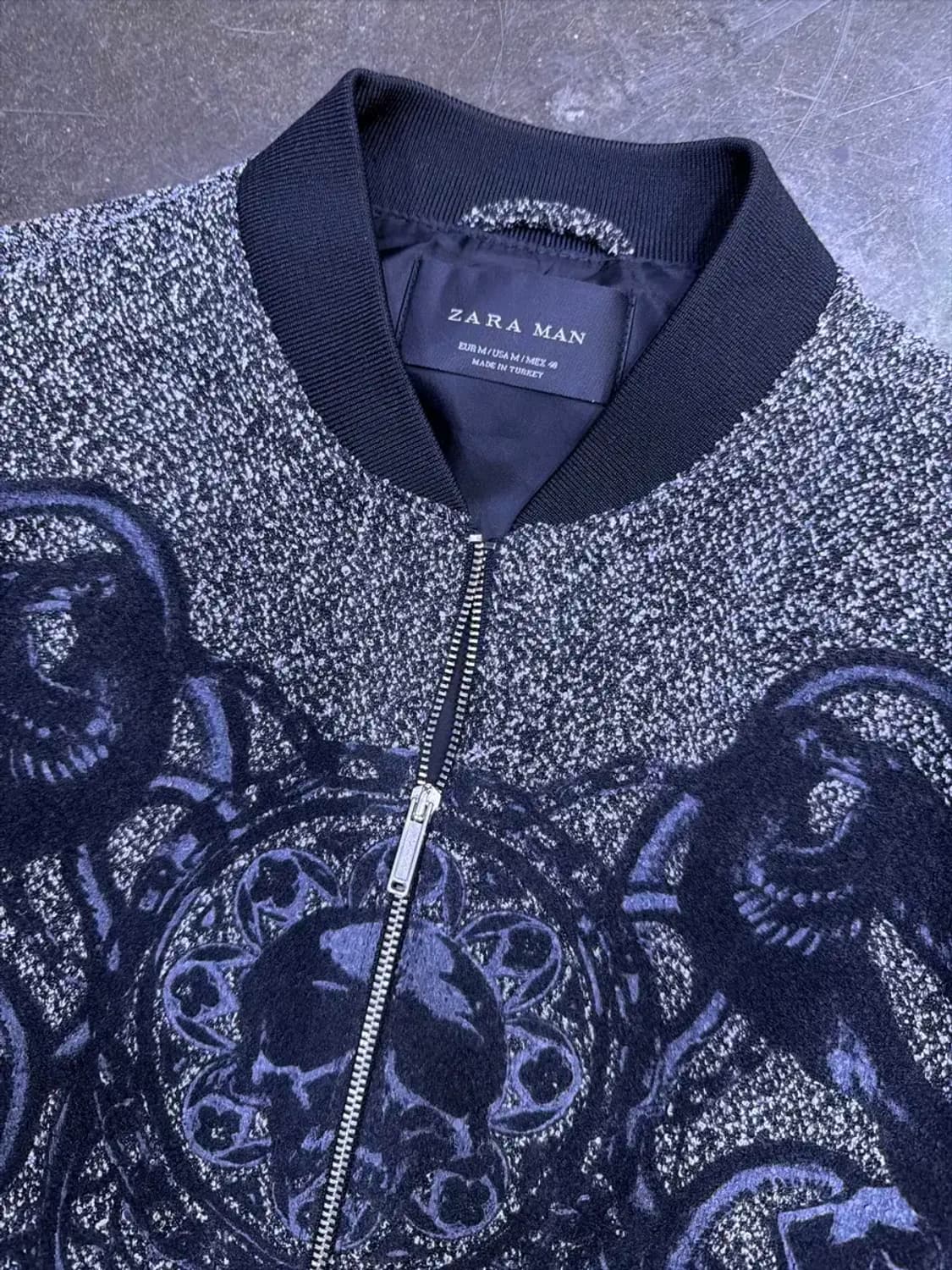 자라 쟈가드 스컬 자수 봄버 블루종 점퍼 M 상품이미지4