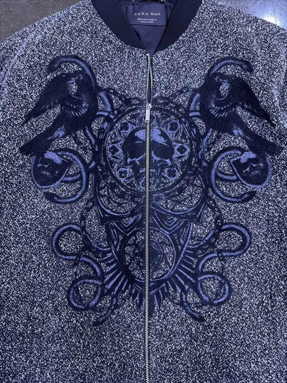 자라 쟈가드 스컬 자수 봄버 블루종 점퍼 M 상품이미지5