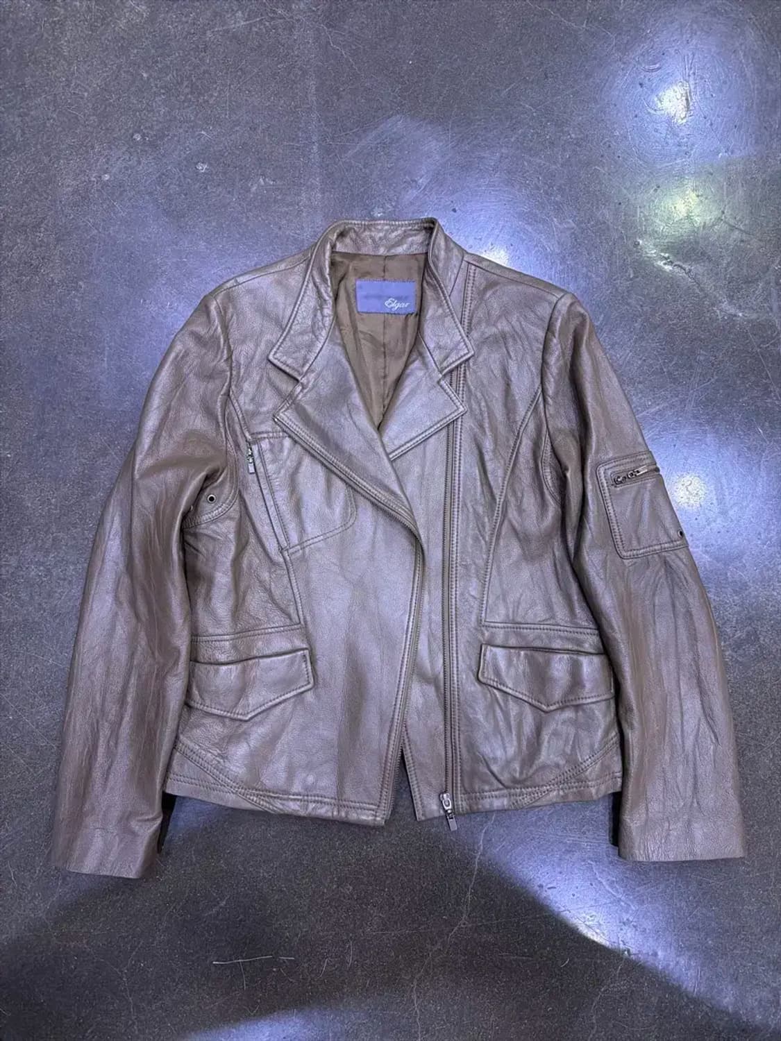 엘가 라이더 포켓 양가죽 레더 자켓 77 상품이미지1