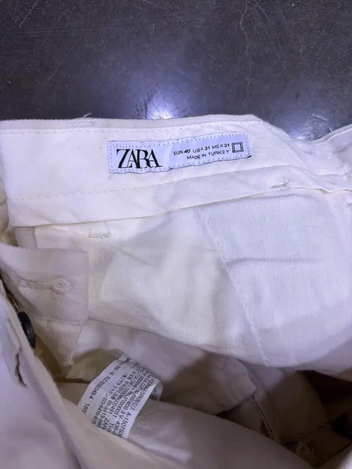 자라 테이퍼드핏 아이보리 코튼 치노팬츠 31 상품이미지9