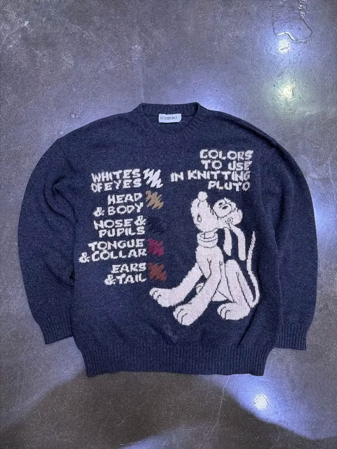 아이스버그 디즈니 플루토 이태리 울 니트 스웨터 L 상품이미지1