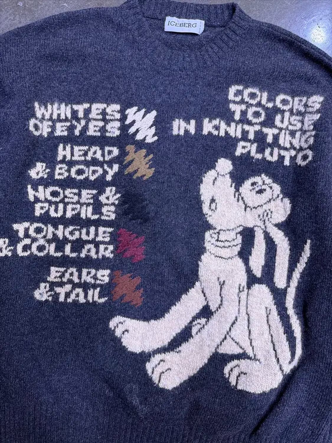 아이스버그 디즈니 플루토 이태리 울 니트 스웨터 L 상품이미지4