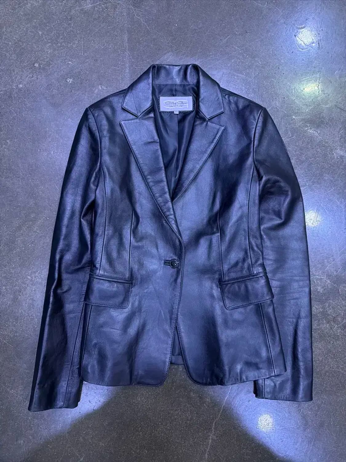 City G 심플 싱글 원버튼 블레이저 자켓 양가죽 레더 55 상품이미지1