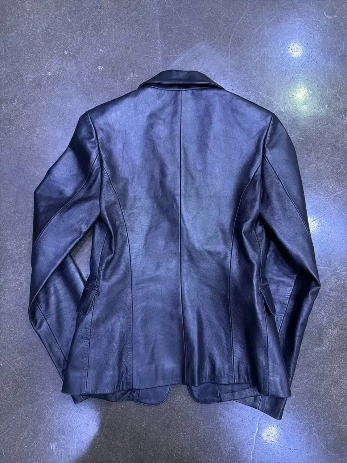 City G 심플 싱글 원버튼 블레이저 자켓 양가죽 레더 55 상품이미지2