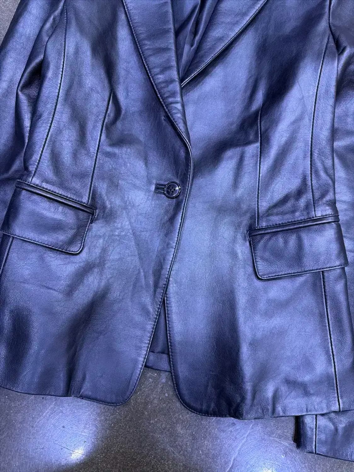 City G 심플 싱글 원버튼 블레이저 자켓 양가죽 레더 55 상품이미지4